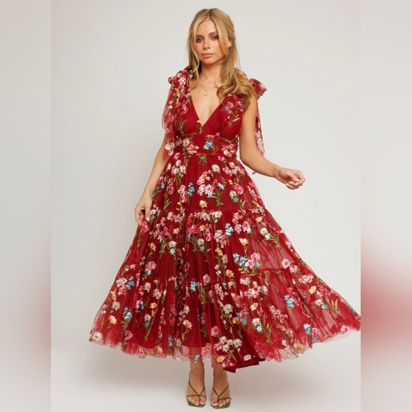 JessaKae Dresses & Skirts - Margaret Floral Red Maxi Dress